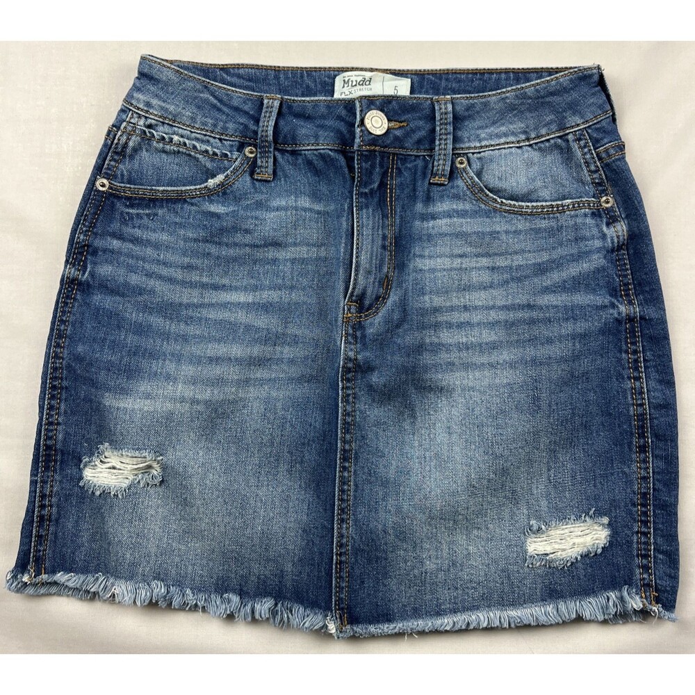 Mudd FLX Stretch Distressed Skirt Raw Hems Size 5